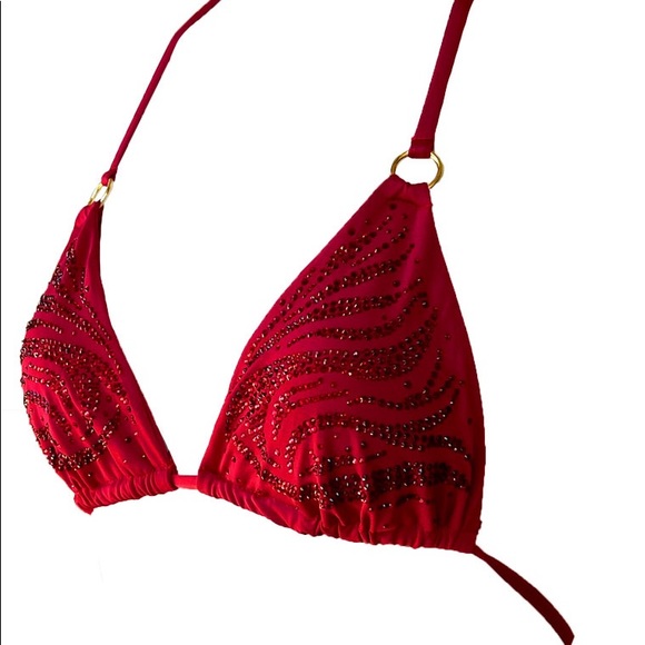 Red Dazzling Bikini Top Water Vixen Swim Crystals - Picture 5 of 10